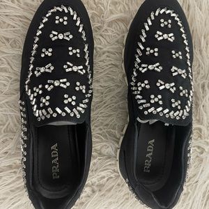 Black Prada rhinestone sneakers